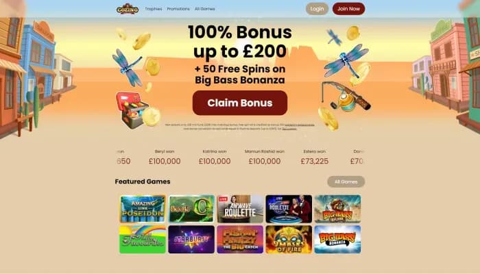 Cozino Casino website screenshot