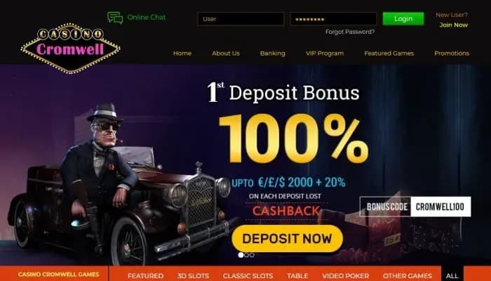 Cromwell Casino website screenshot