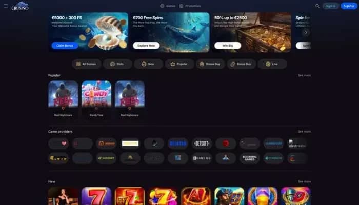 Crusino Casino website screenshot