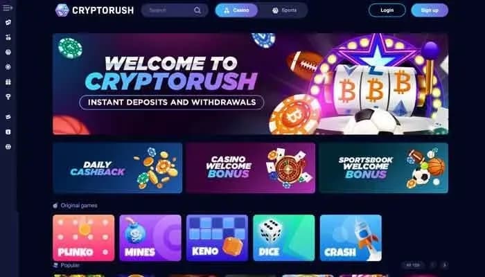 Cryptorush Casino website screenshot
