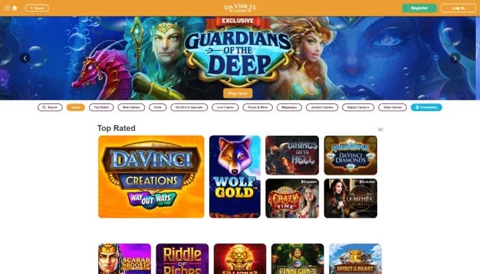 Da Vinci's Casino website screenshot