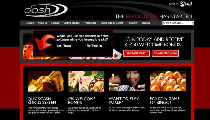 Dash Casino website screenshot