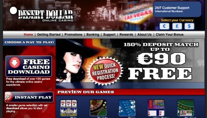 Desert Dollar Casino website screenshot
