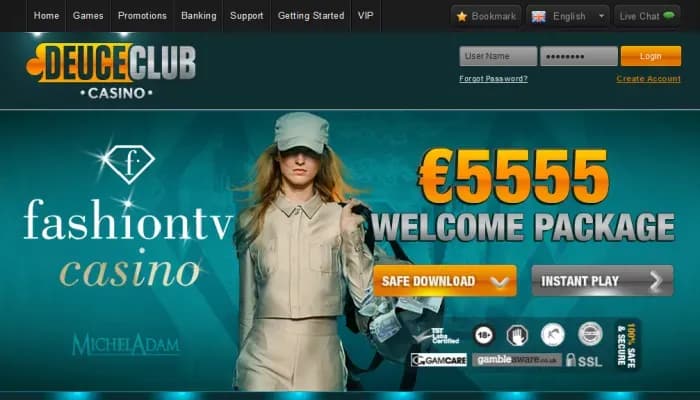 Deuce Club Casino website screenshot