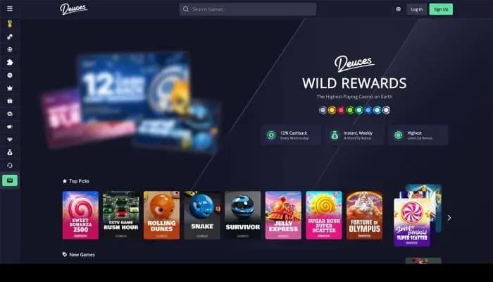 Deuces Casino website screenshot