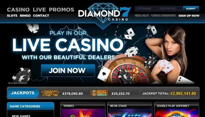 Diamond 7 Casino website screenshot