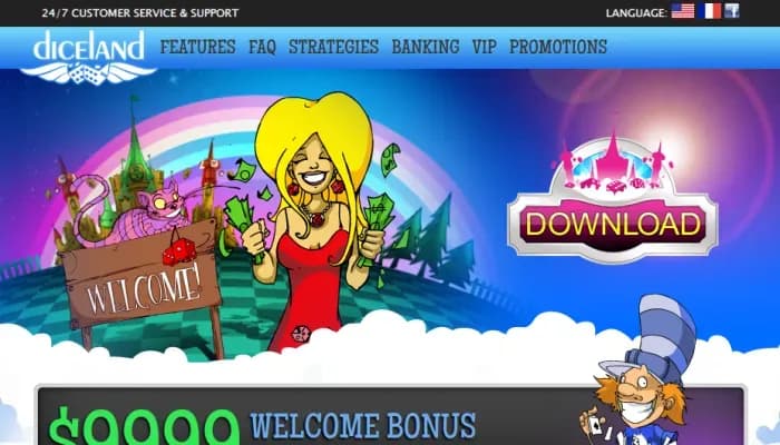 Diceland Casino website screenshot