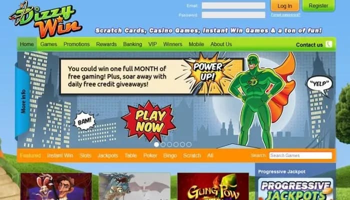 DizzyWin Casino website screenshot