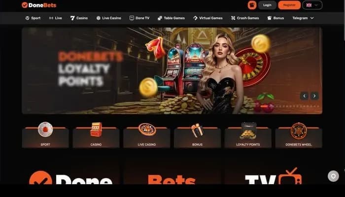 DoneBets Casino website screenshot