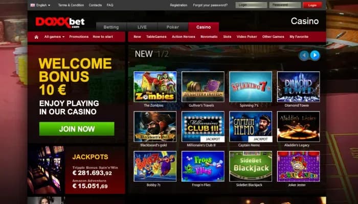 Doxxbet Casino website screenshot