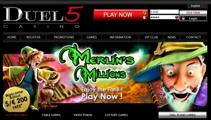 Duel 5 Casino website screenshot