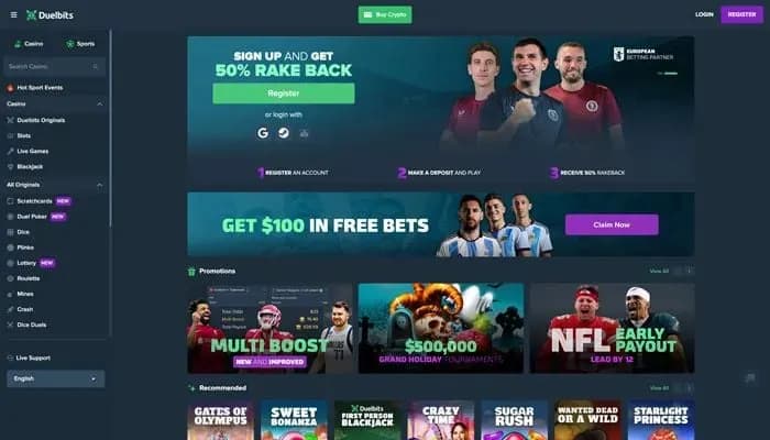Duelbits Casino website screenshot