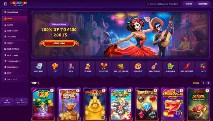 Duospin Casino website screenshot