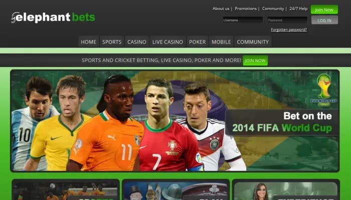 ElephantBets Casino website screenshot