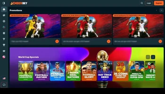 EmberBet Casino website screenshot