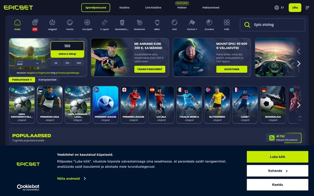 Epicbet Casino website screenshot
