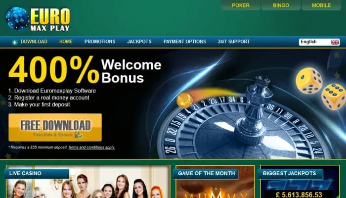 Euro Max Play Casino website screenshot