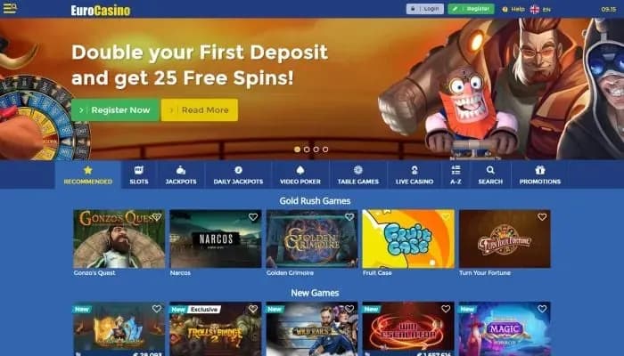 EuroCasino website screenshot