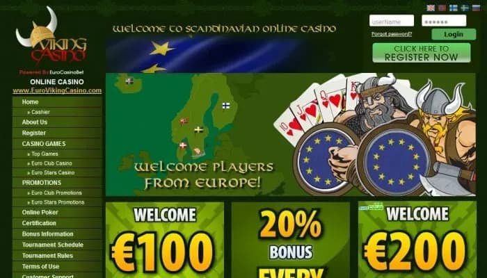 EuroVikingCasino website screenshot