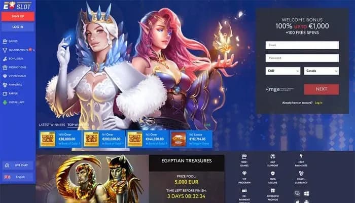 EUSlot Casino website screenshot