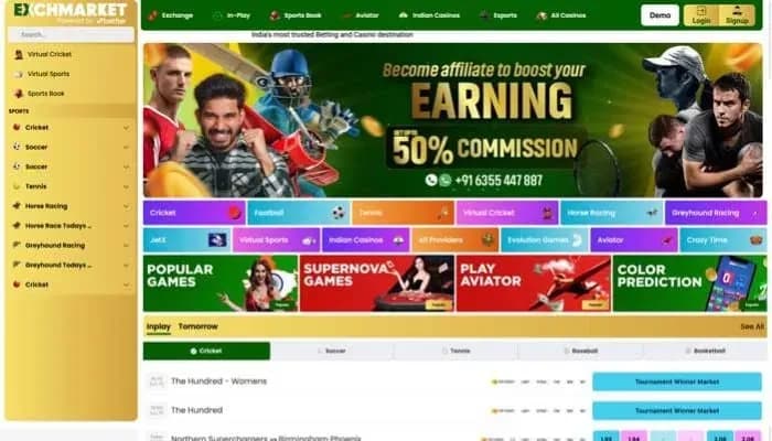 Exchmarket Casino website screenshot