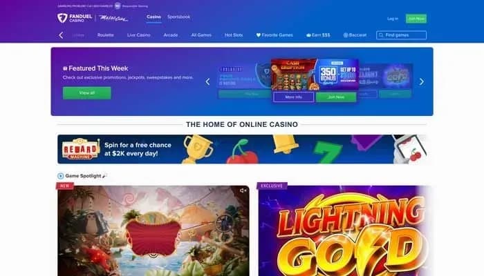 FanDuel Casino USA website screenshot