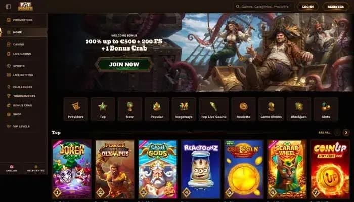 FatPirate Casino website screenshot