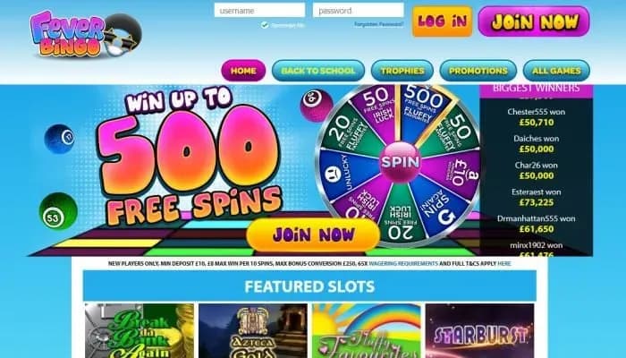Fever Bingo Casino website screenshot