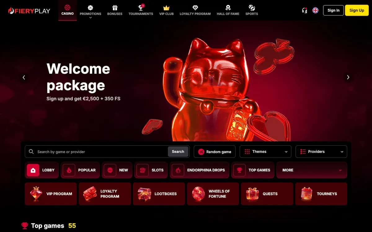 Fiery Play Casino website screenshot