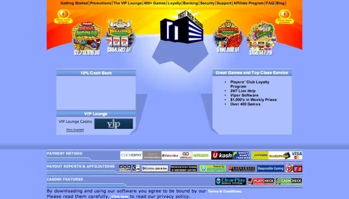 First Web Casino website screenshot