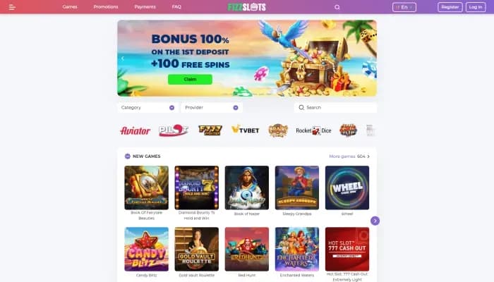 FizzSlots Casino website screenshot