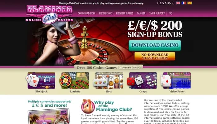 Flamingo Club Casino website screenshot