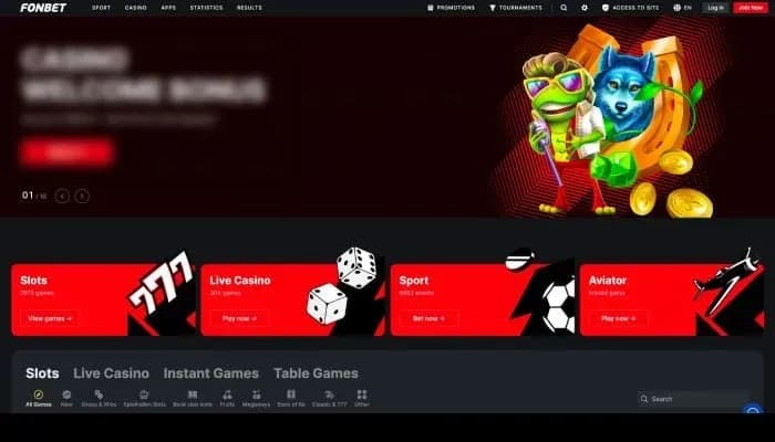 Fonbet Casino website screenshot