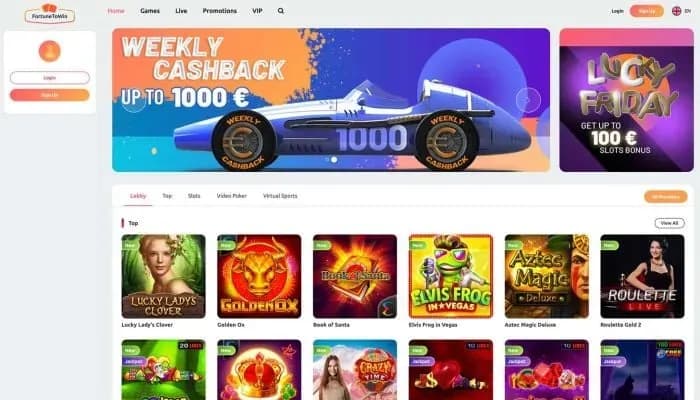 Fortunetowin Casino website screenshot
