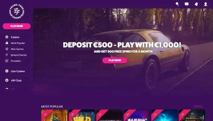 Frank & Fred Casino website screenshot