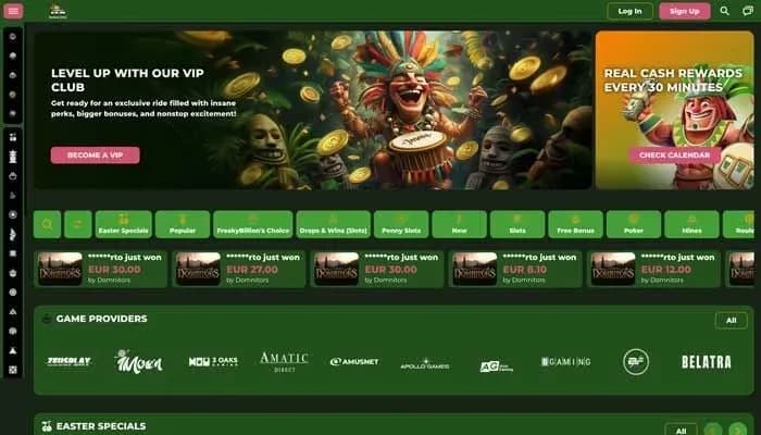 FreakyBillion Casino website screenshot