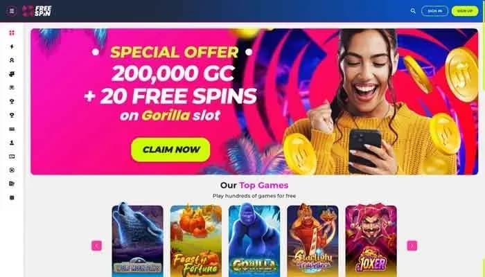 FreeSpin Casino website screenshot
