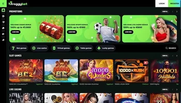 Froggybet Casino website screenshot