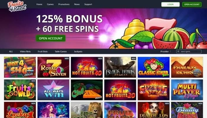 Fruits4Real Casino website screenshot