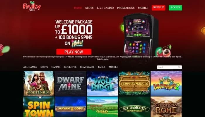 Fruity Wins Casino website screenshot