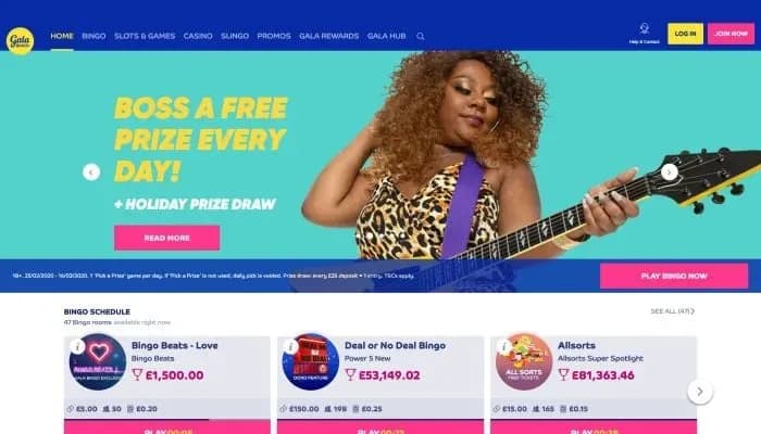 Gala Bingo Slots Casino website screenshot