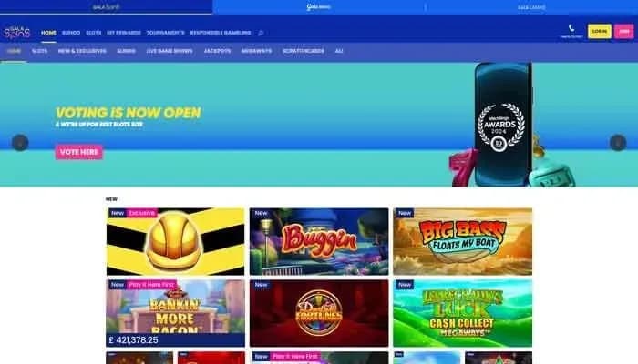 Gala Spins Casino website screenshot
