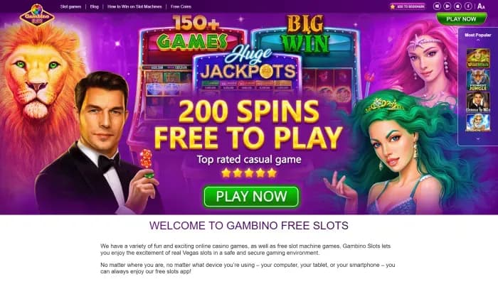 Gambino Slots Casino website screenshot
