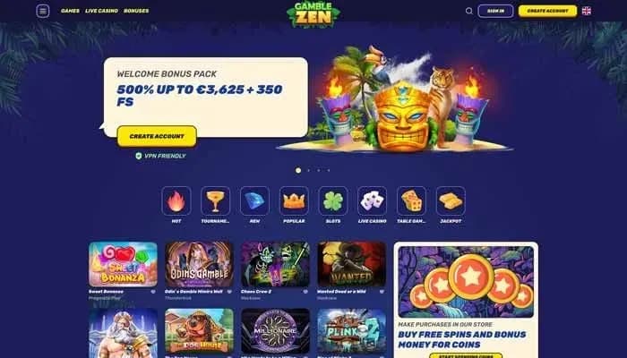 Gamblezen Casino website screenshot