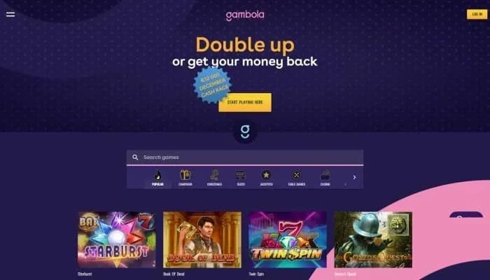 Gambola Casino website screenshot
