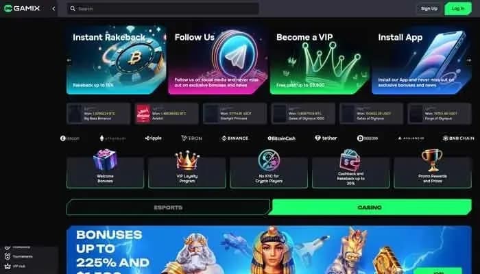 Gamix Casino website screenshot