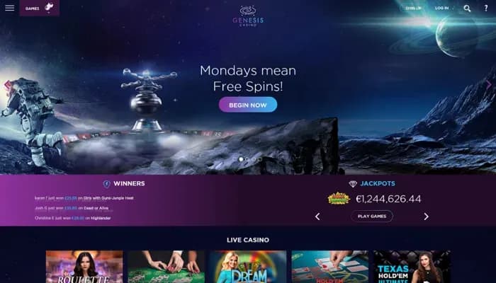 Genesis Casino website screenshot