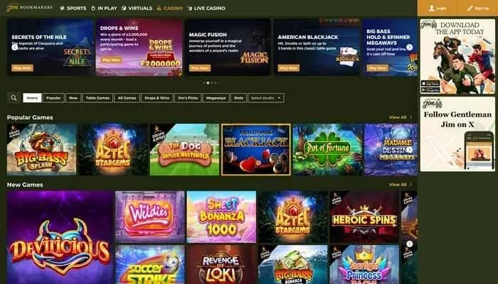 Gentleman Jim Casino website screenshot