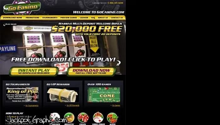 Go Casino website screenshot