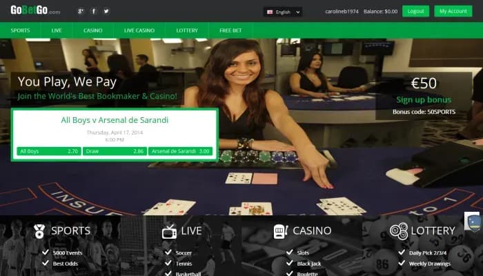 GoBetGo Casino website screenshot